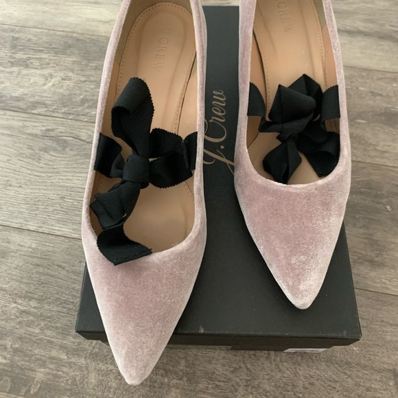 Crew Shoes Jcrew Avery Velvet Heel With Bow Poshmark